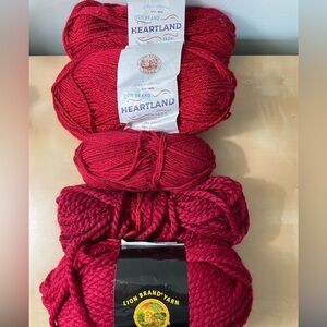 Lion Brand Yarn Red Yarn Bundle Wool Ease Rare find